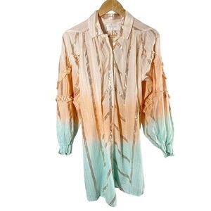 Miss June Paris Ombre Shirt Casual Dress Coral